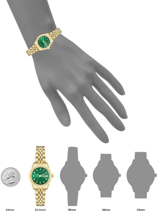 Armitron Women\'s Gold Green Genuine Crystal Accented Bracelet Round Luxury Watch main image 6